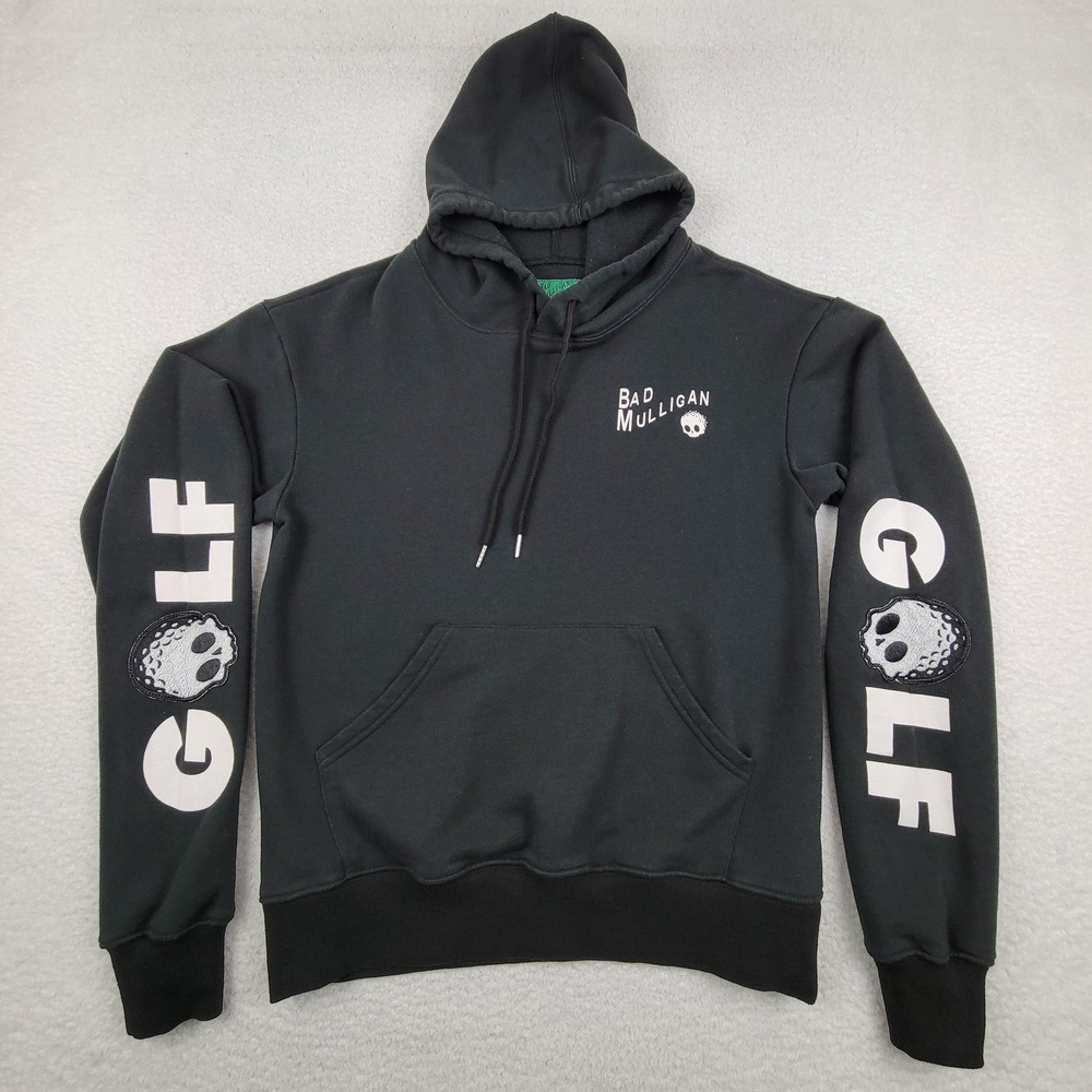 Bad‎ Mulligan Hoodie Mens Medium Black Golf Skull Graphic Sweatshirt Pullover